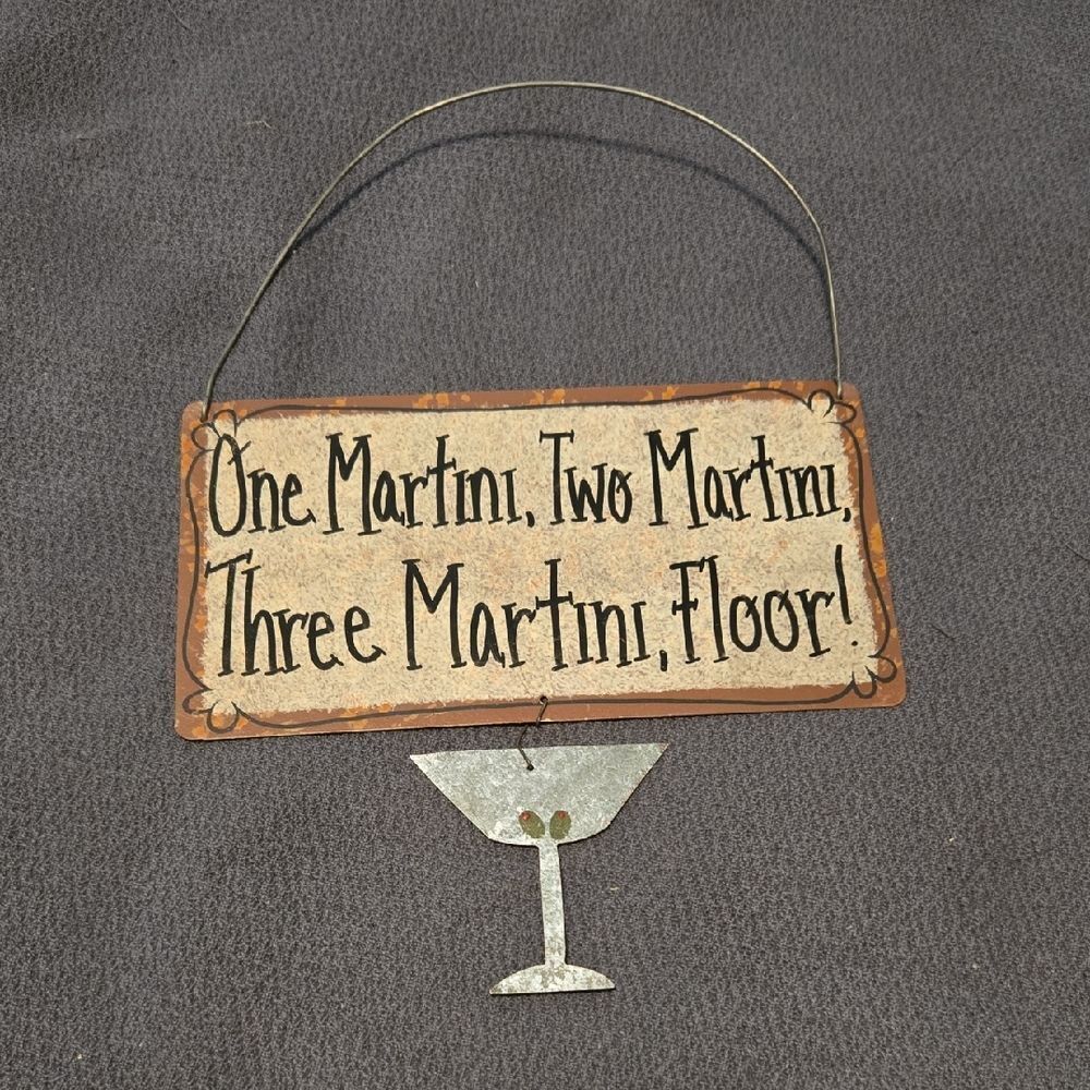 Martini Wall Sign with Metal Accent